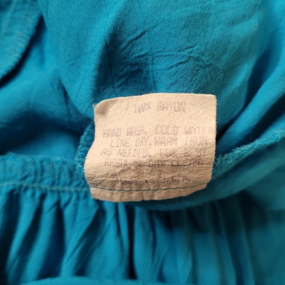 Vintage Jams World Water Daisy Turquoise Floral Boho Lagenlook Hawaiian Mini - Picture 7 of 12